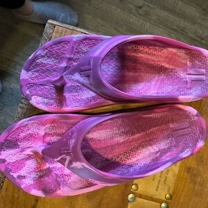 Pink Thong Sandals with Marbled Footbed
